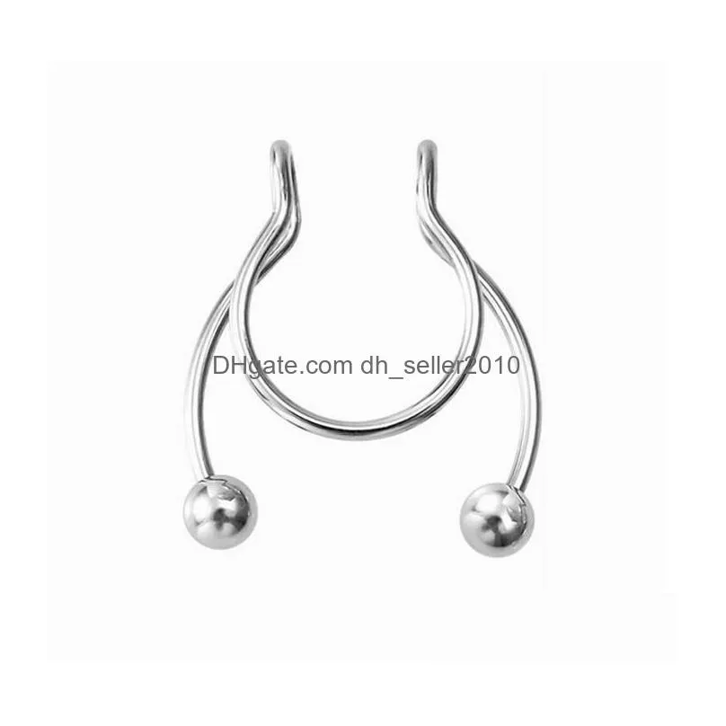 nose ring fake septum piercing stainless steel clip hoop nose rings gold stud y for women non pierced body jewelry wholesale