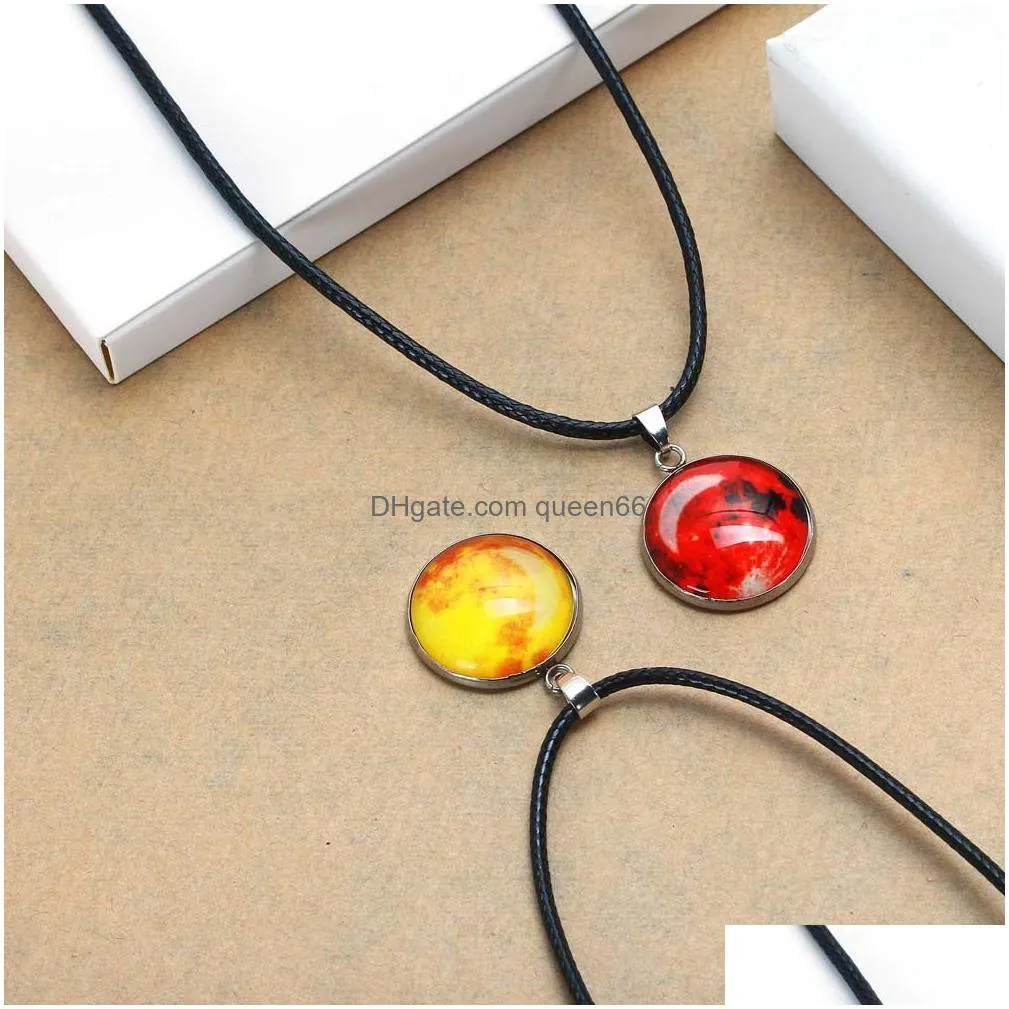 new fashion stainless steel new nebula necklace glow in the dark space universe necklace glass galaxy solar system with luminous necklace
