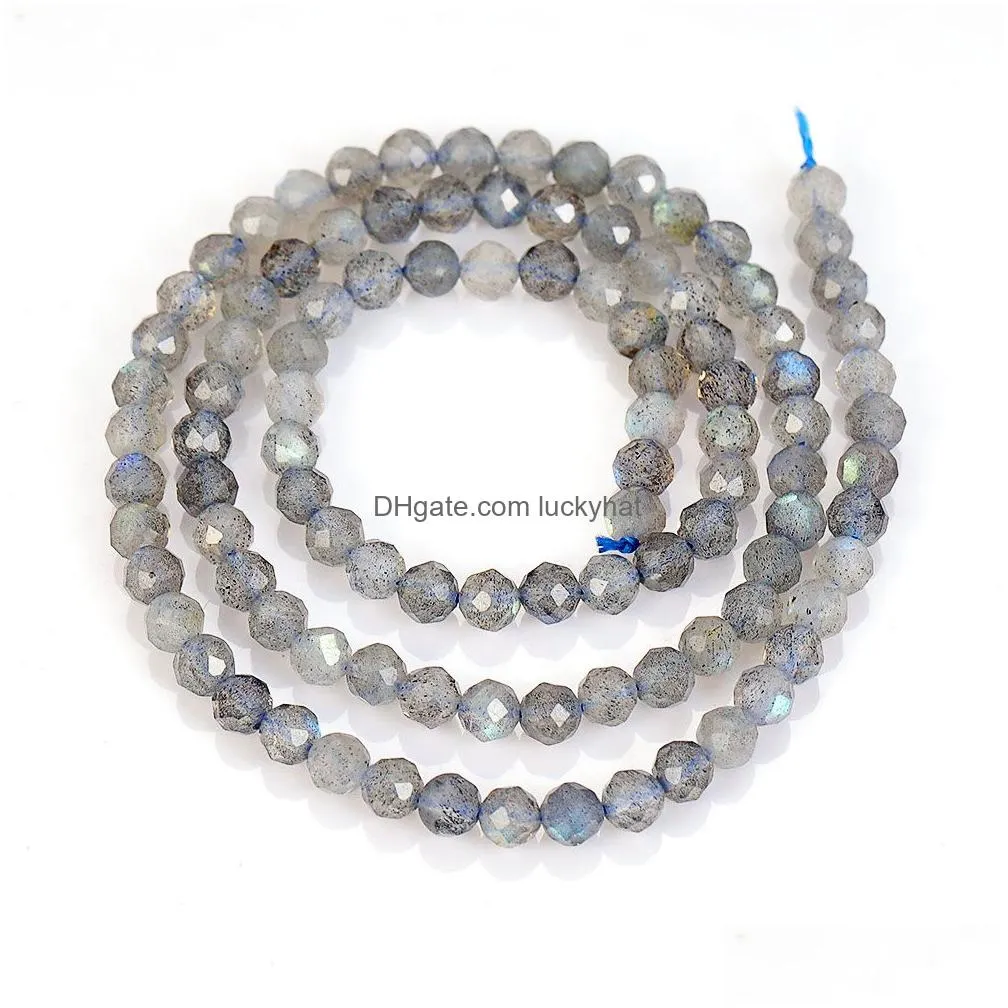 new 3mm 4mm size natural stone loose beads labradorite faceted beads for diy jewelry making bracelet moonstone beads