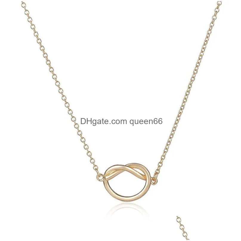 simple new design knot necklace pendant women heart infinite necklaces choker forever love gift collar jewelry gifts