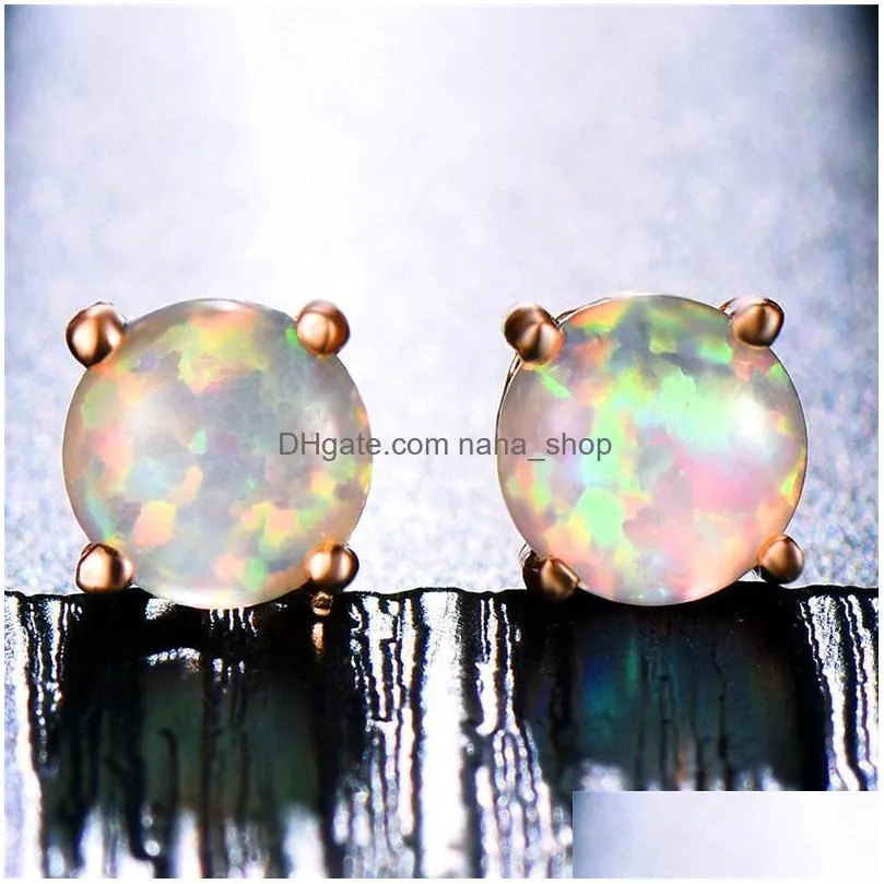 tiny blue opal stud earrings for women bridal green pink tiny earrings wedding party jewelry