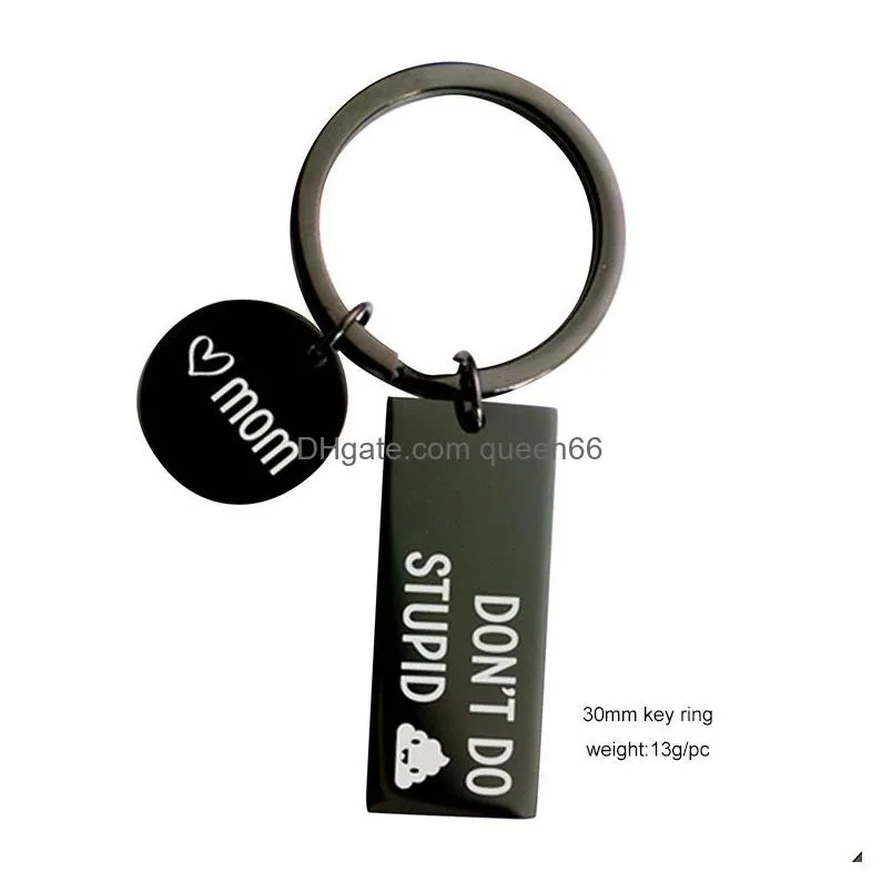 dont do stupid shit from mom black keychain stainless steel love dad key rings gift for son daughter