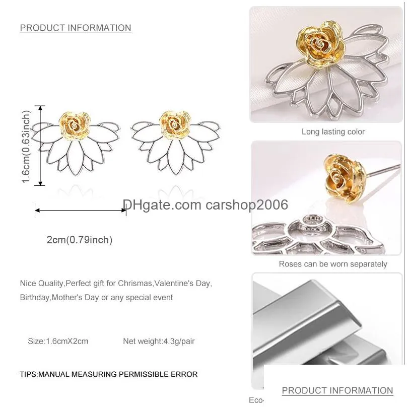  creative detachable rose flower stud earrings romantic gold silver rose stud earrings hypoallergenic designer women jewelry gift