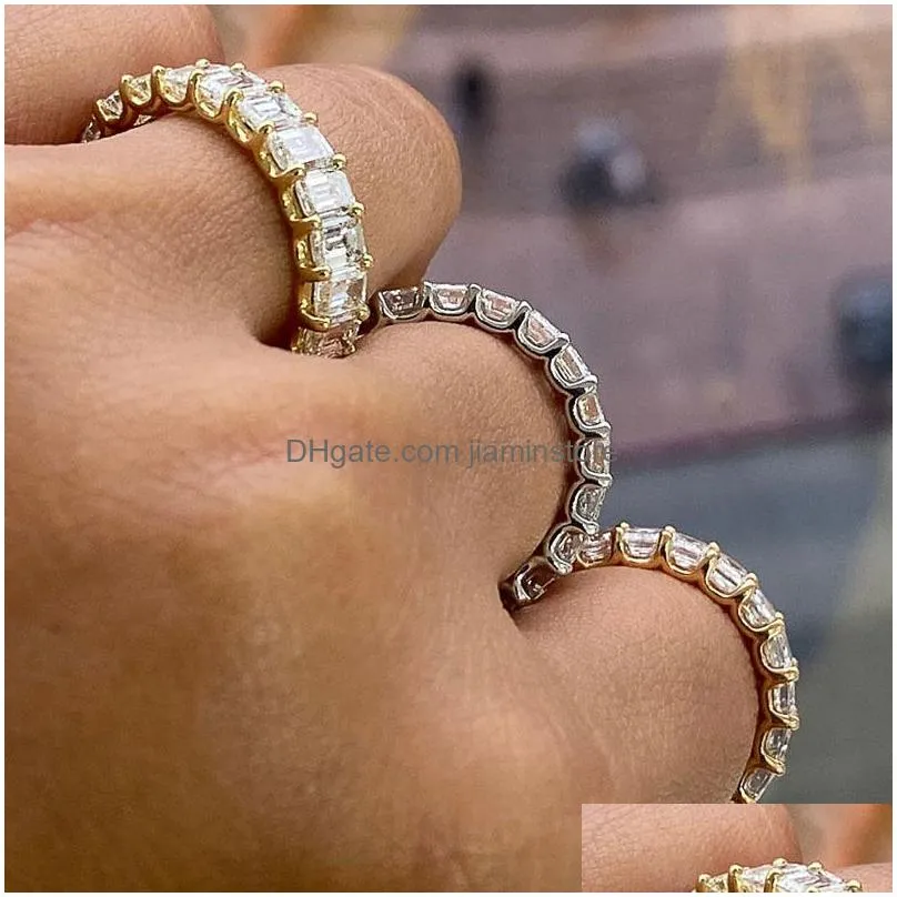 zircon cz wedding ring promise finger rings full stone statement party wedding band rings for women engagement jewelry