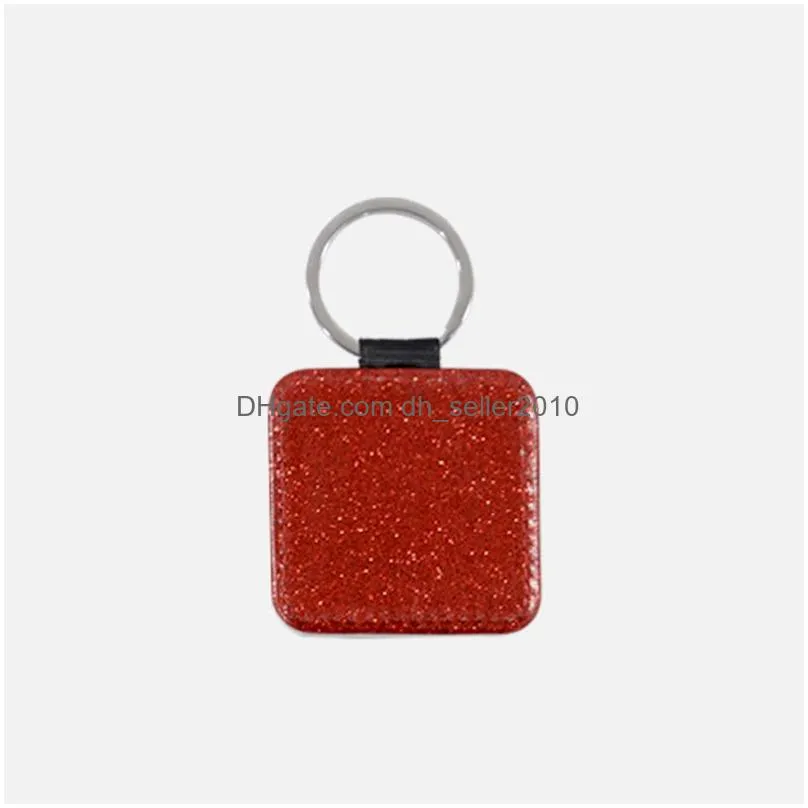 sublimation blank leather keychain pendant fashion heat transfer square diy keychains creative gift supplies keyring