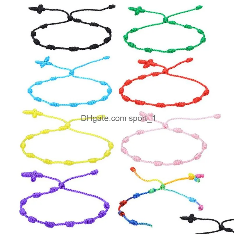 knotted cross bracelets handmade religious gifts multicolor 7 knots red string couple friendship bracelet