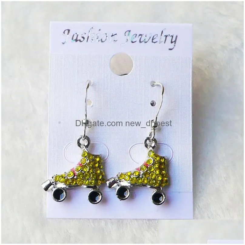 fashion sport softball baseball earrings chandelier stud crystal rhinestone post silver bling yellow fastpitch with retail packaging