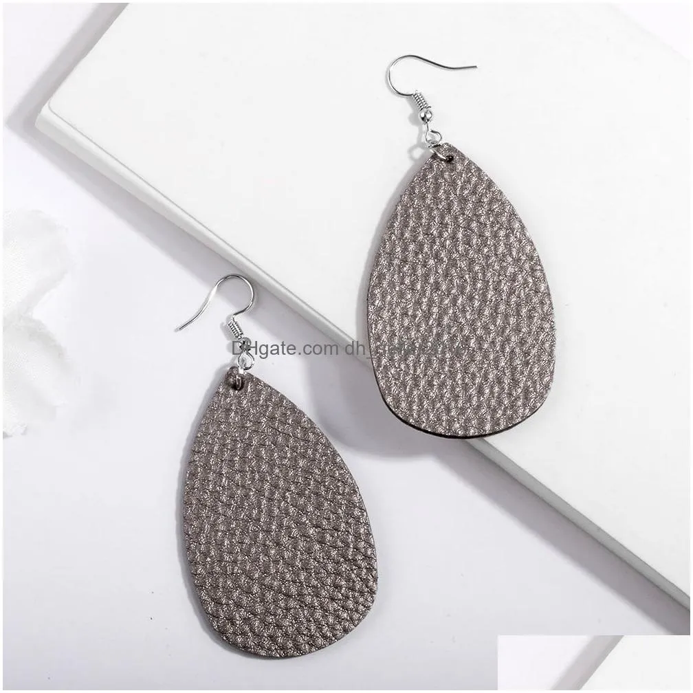 unique design pu leather oval earrings fashion statement colorful teardrop earring jewelry gifts for women girls