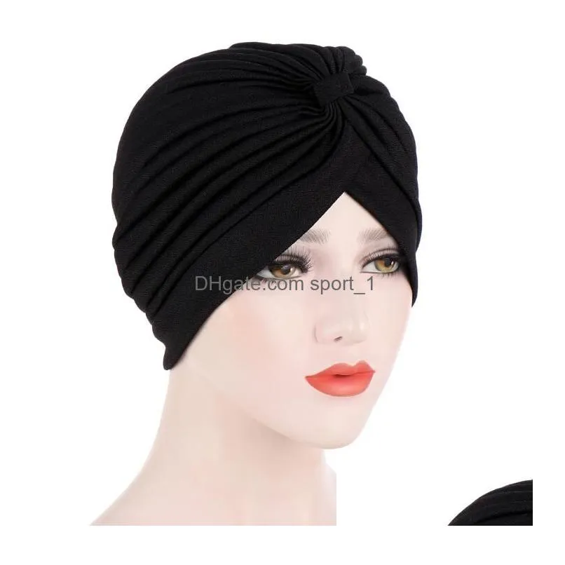 muslim women indian turban hat ruffles hijabs cap beanie headwear head wrap lady muslim scarf caps accessories