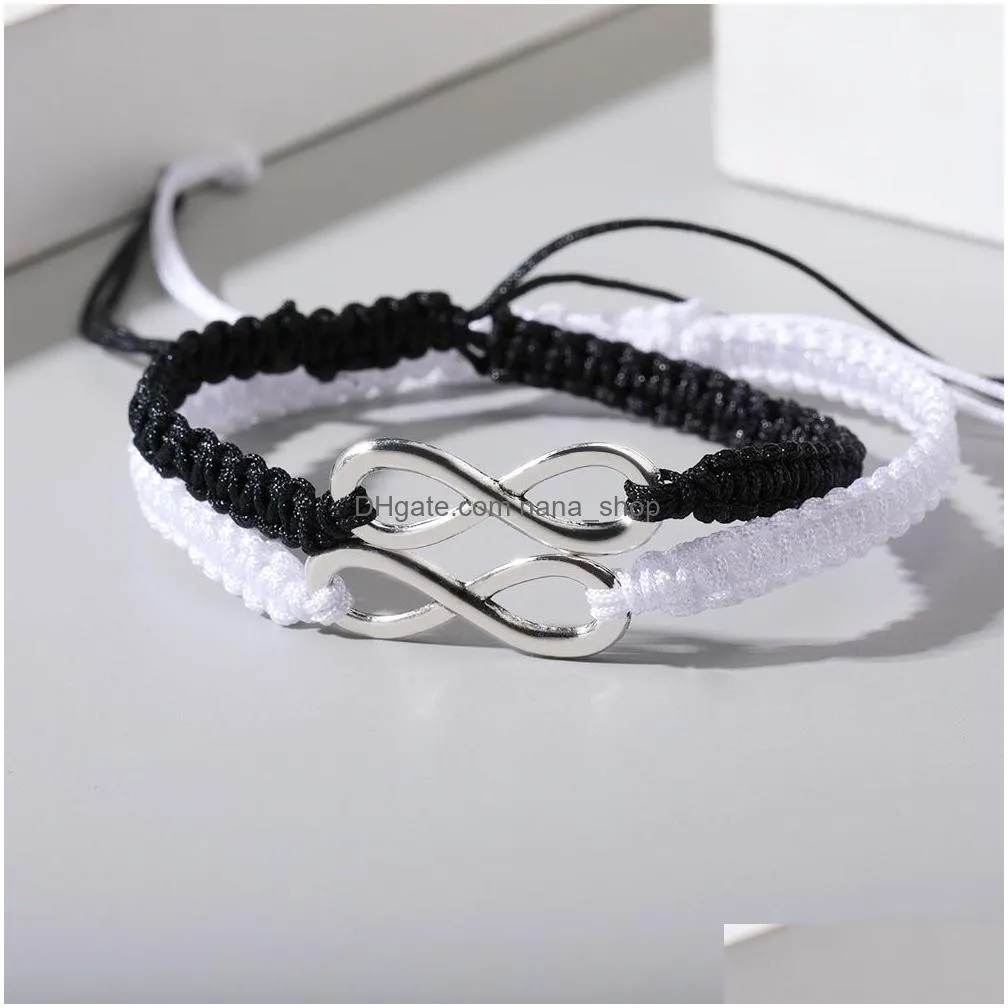 bohemian handwoven wax infinite bracelet retro adjustable 8 letter wax rope braided bracelets summer beach jewelry