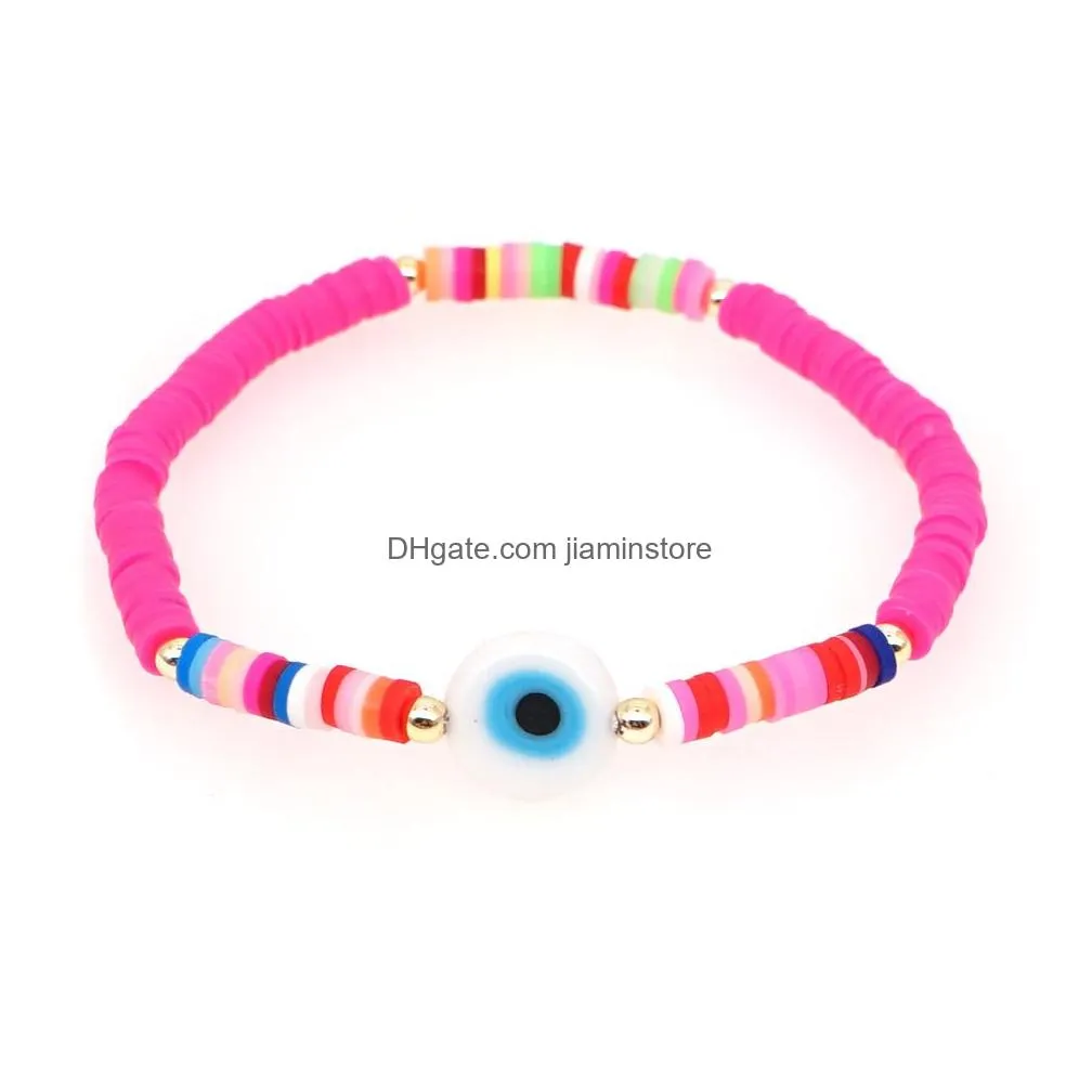 polymer clay bead bracelets for women evil blue eye friendship bracelets handmade jewelry gifts 4mm beads