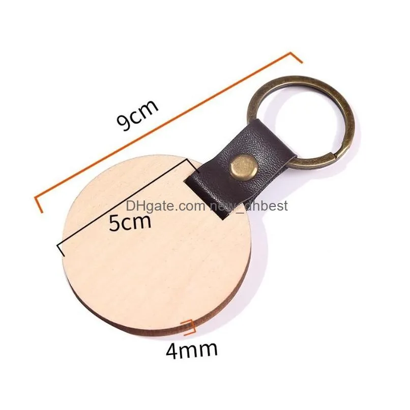 leather beech wood carving keychains diy engraved wood keychain key rings for birthday or anniversary gift
