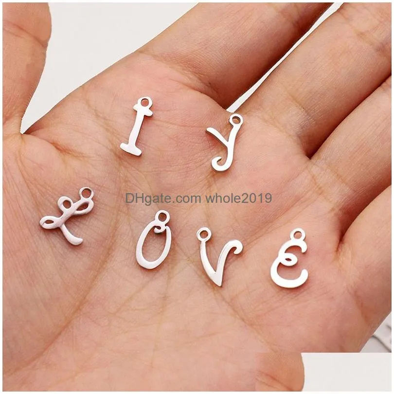 high polished stainless steel 26 alphabet pendant charms az initial letters charm fit original bracelet necklace for women men diy