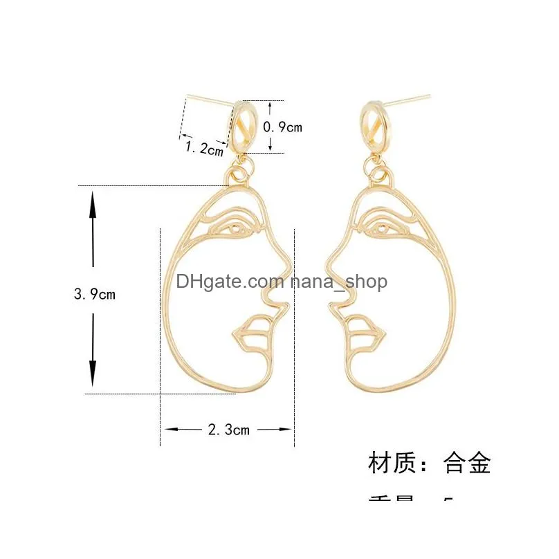 fashion face mask abstract earrings new simple personality exaggerated punk style earring for woman girls jewelry gift party