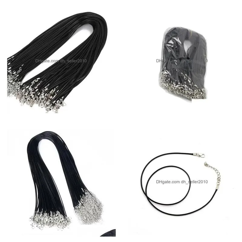 100 pcs/lot 1.5mm 2mm black wax leather snake necklace cord string rope wire chain for diy jewelry making 4580cm