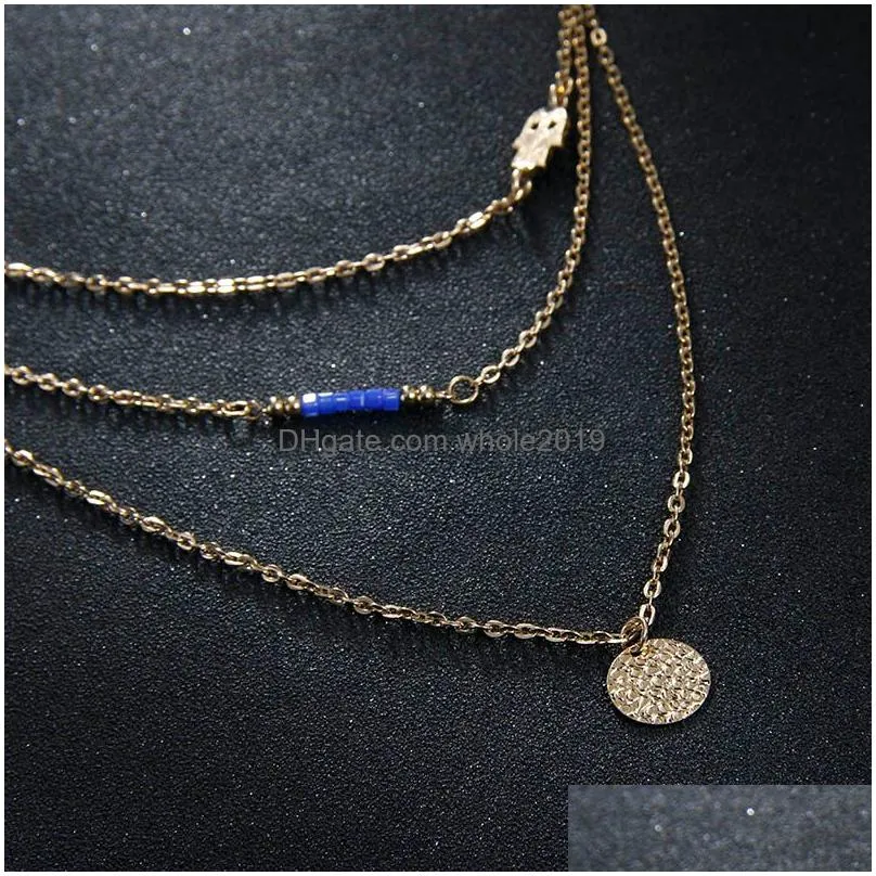 new fashion multi layer necklace star coin simple gold silver color necklaces gift for women girl wholesale jewelry
