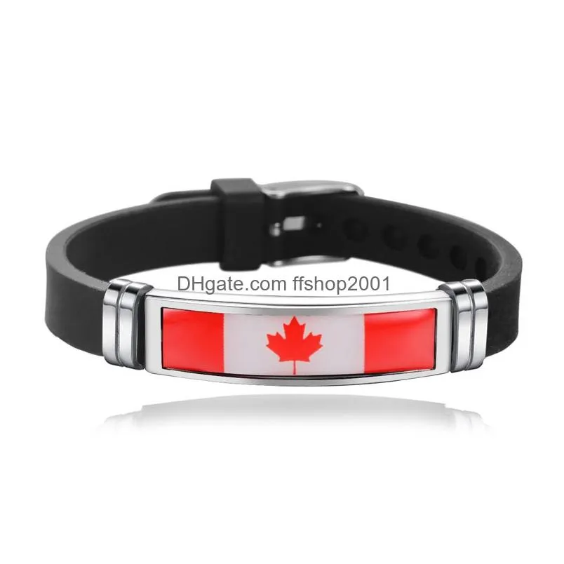 national flag silicone bracelets spain germany england australia brazil wristband men bracelets fitness sporty jewelry size adjustable