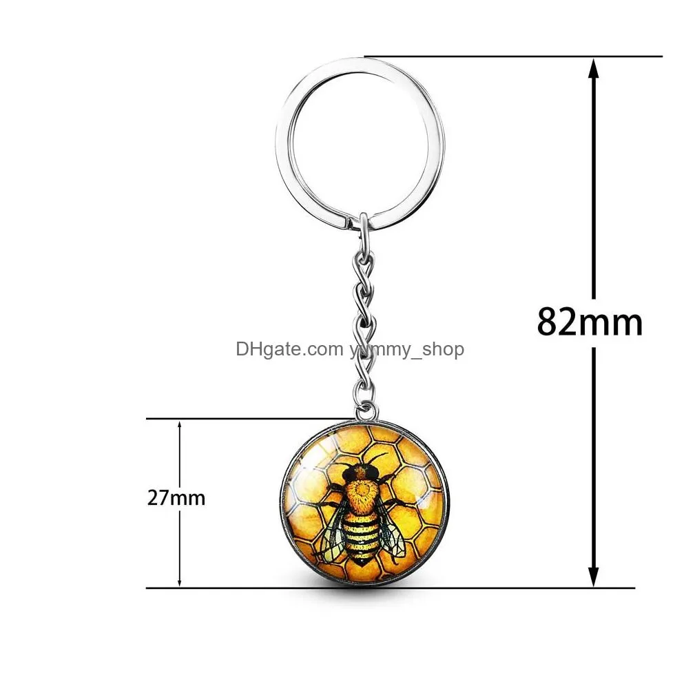  selling crystal keychain unique cute bees key holder handmade animal pattern keyring for women girls personalized jewelry gift