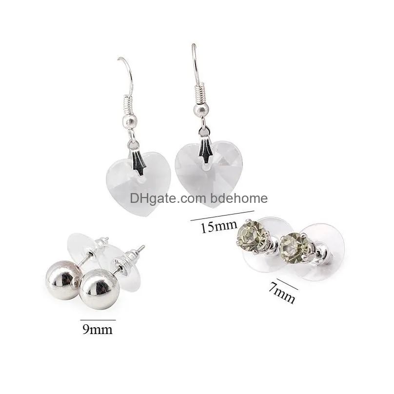 3 pairs crystal earrings set with clear heart silver ball earring for women girl fashion accessoires summer love brand jewelry