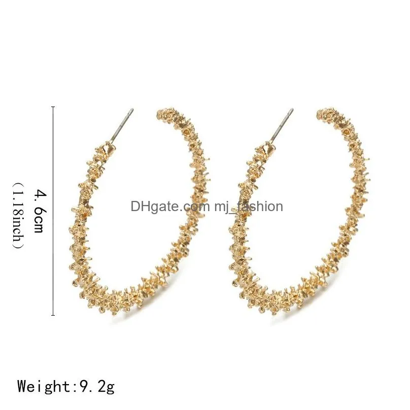new korean metal big hoop earrings for women gold round c exaggerated geometric statement earring elegant hanging fashion jewelry