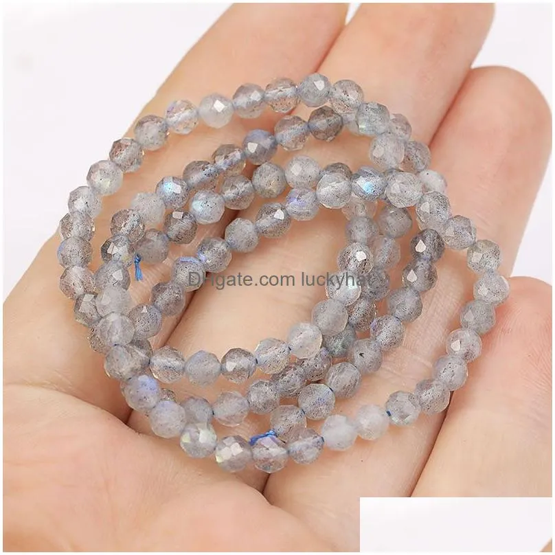 new 3mm 4mm size natural stone loose beads labradorite faceted beads for diy jewelry making bracelet moonstone beads