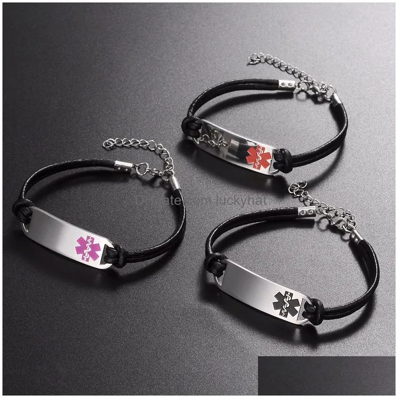 medical alert id bracelets for men women stainless steel bracelet engravable jewelry gifts 2020