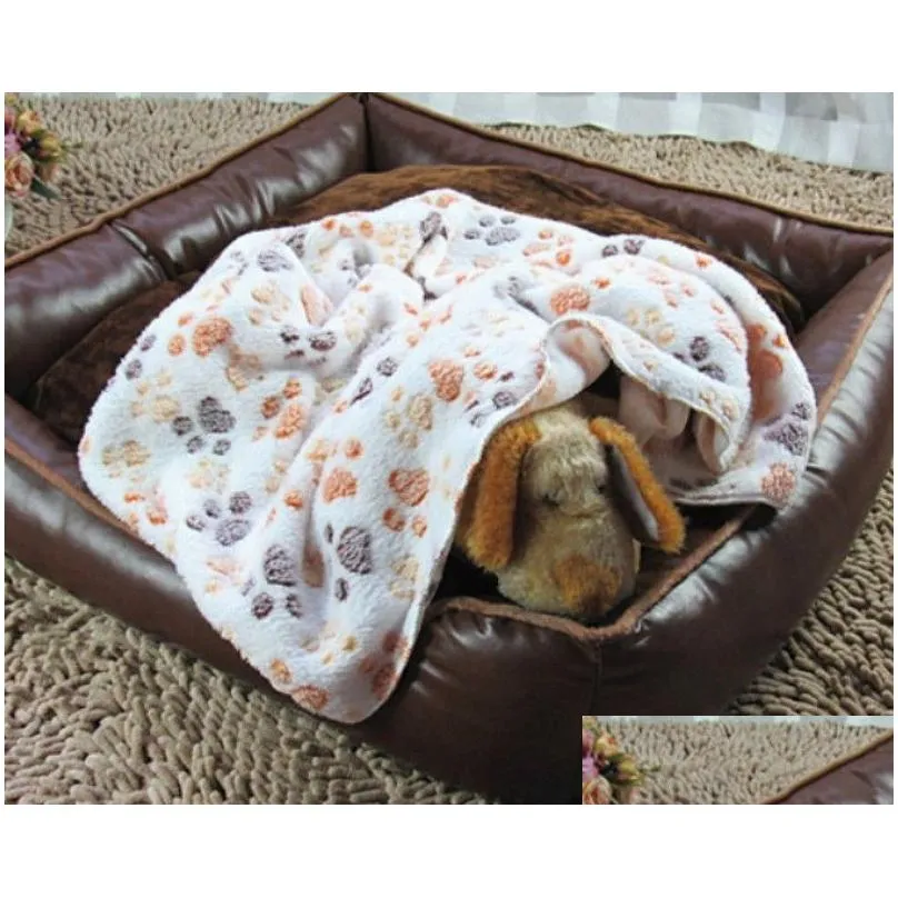 wholesale dog blanket pet blankets paw print pattern fleece cat blanket extra softness fluffy lightweight washable