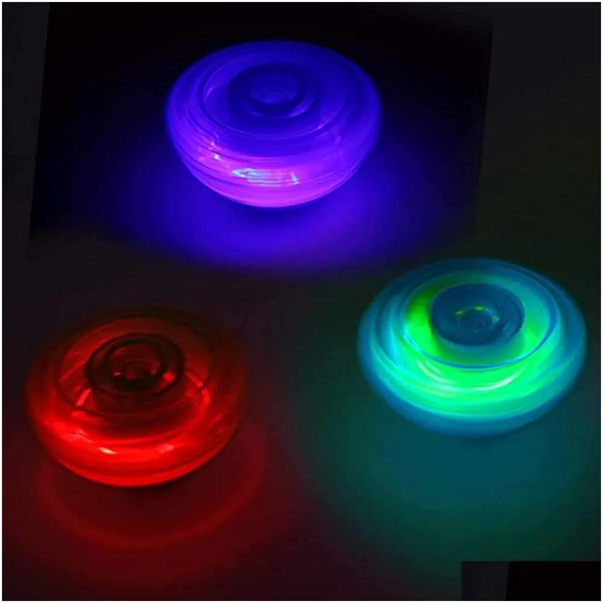 12pcs led light up top toys flashing ufo spinning tops with gyroscope novelty bulk toy party favors birthday supplies