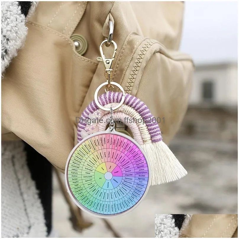 feelings wheel double sided keychain colored acrylic keychains luggage decorative pendant keyring key chains