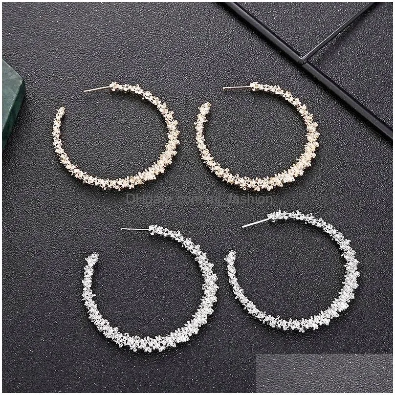 new korean metal big hoop earrings for women gold round c exaggerated geometric statement earring elegant hanging fashion jewelry