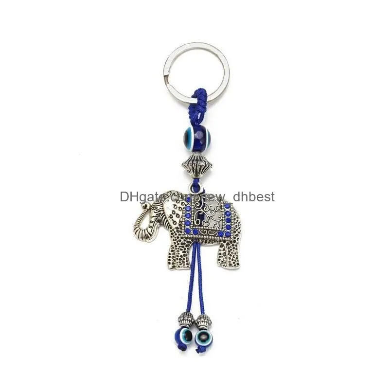 fashion animal elephant turtle hand evil eyes keychain glass key chain glass lucky blue eye pendant ornament keychains