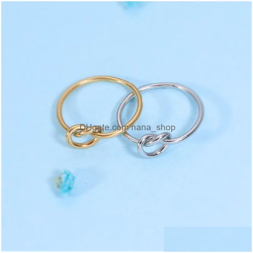 personalized simple knot ring stainless steel rings polished 18k gold plating handmade jewelry