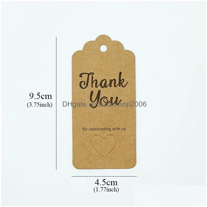 100pc/lot mini thank you cards simple kraft paper creative greeting tags card wishes wedding decoration diy jewelry accessory