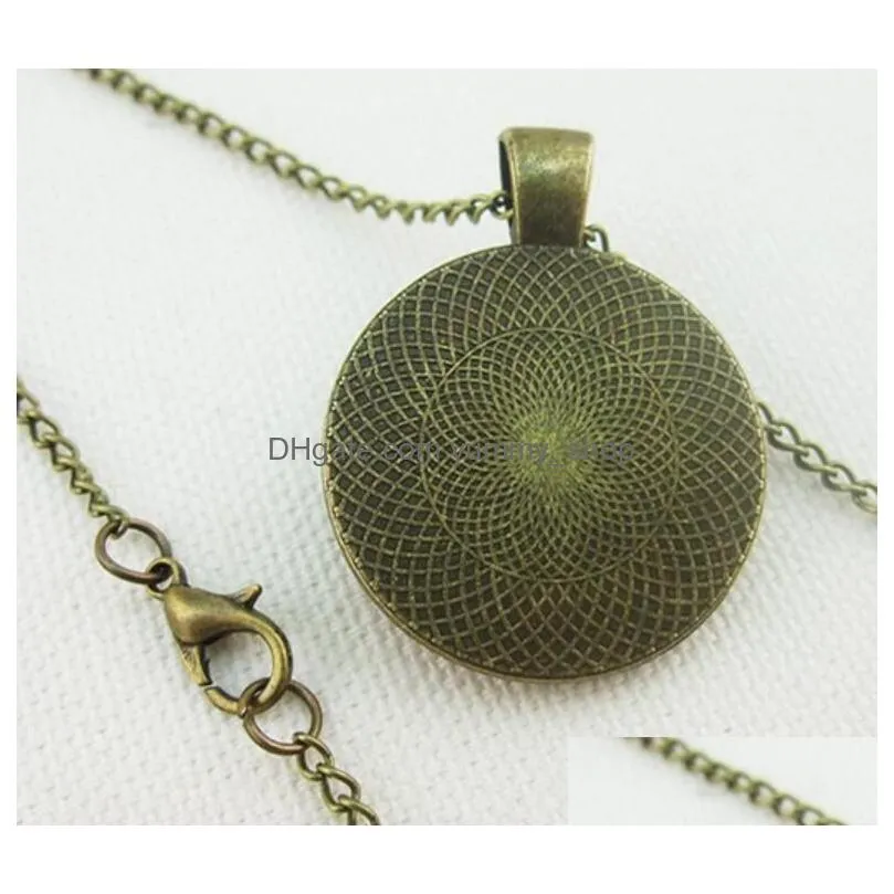 mandala flower of life pendant necklace vintage buddhism meditation cabochon glass time stone necklace for women men fashion jewelry