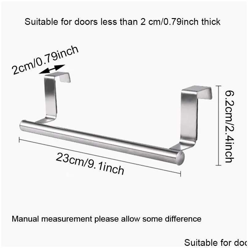 stainless steel towel rack over door towels bar hanging holder bathroom kitchen cabinet towel rag racks shelf hanger organizer hy0327