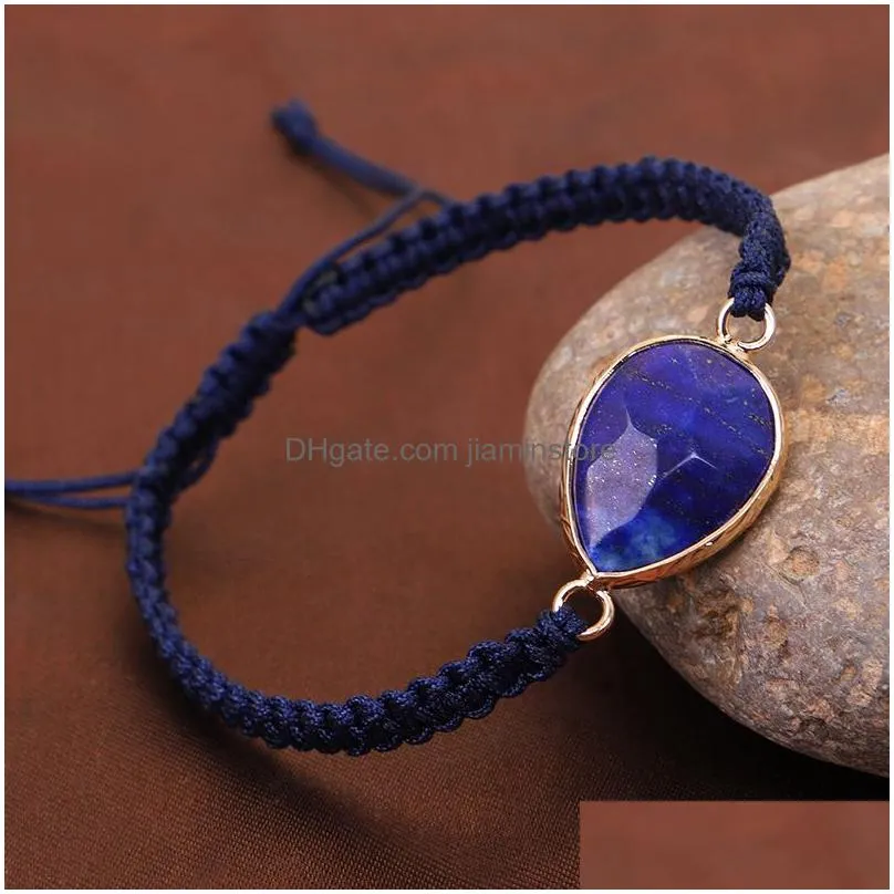 water drop lapis charm bracelet handmade rope braided bracelets friendship jewelry gifts