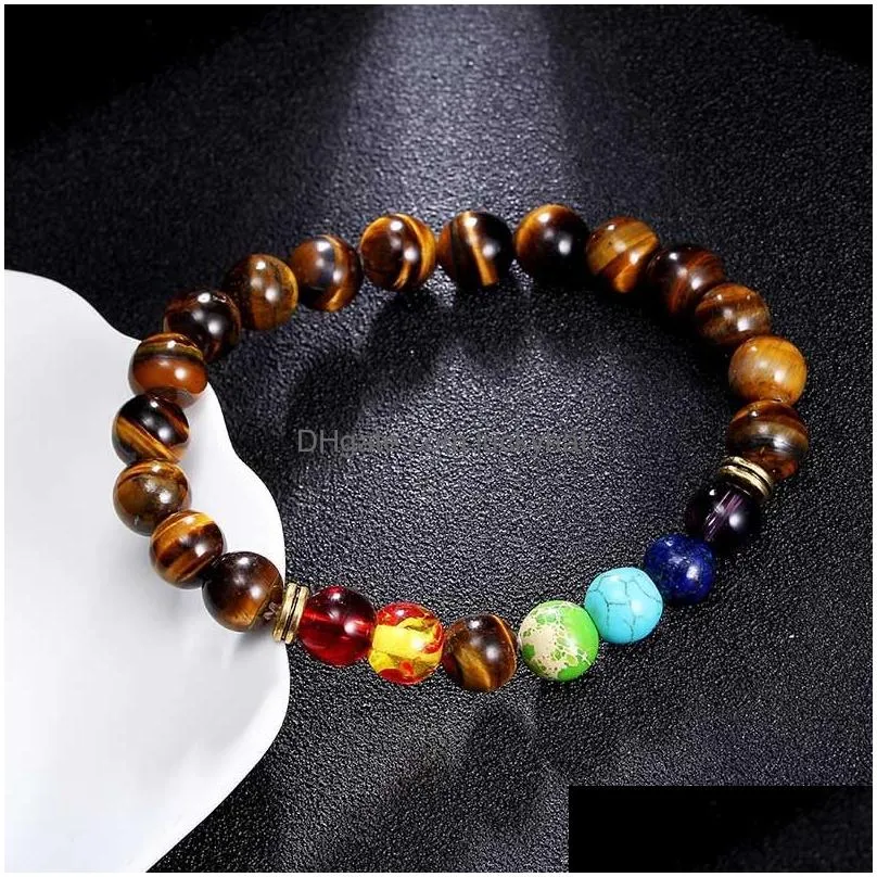 fashion 7 chakra bracelet lava volcanic stone bead bracelets natural stone yoga bracelet healing prayer balance buddha beads bracelets