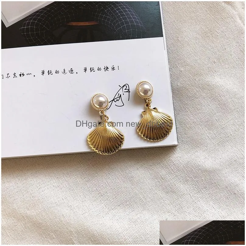 gold starfish dangle earrings seashell big circle earrings high quality shell earring fashion women bohemian style