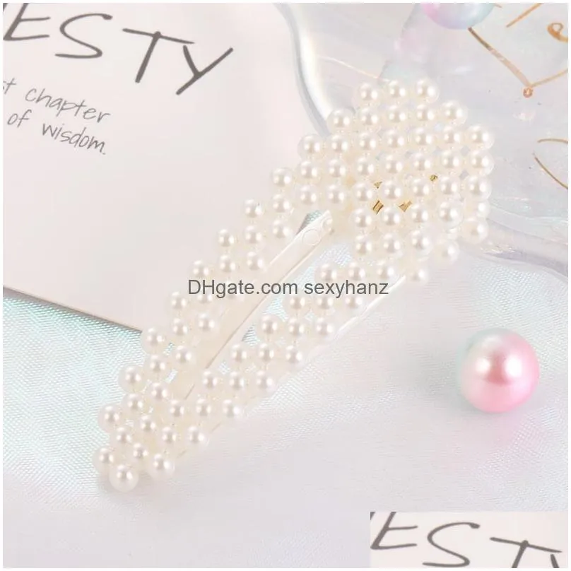 fashion pearl hair clip for women elegant korean design snap barrette stick hairpin hair styling jewelry accessories