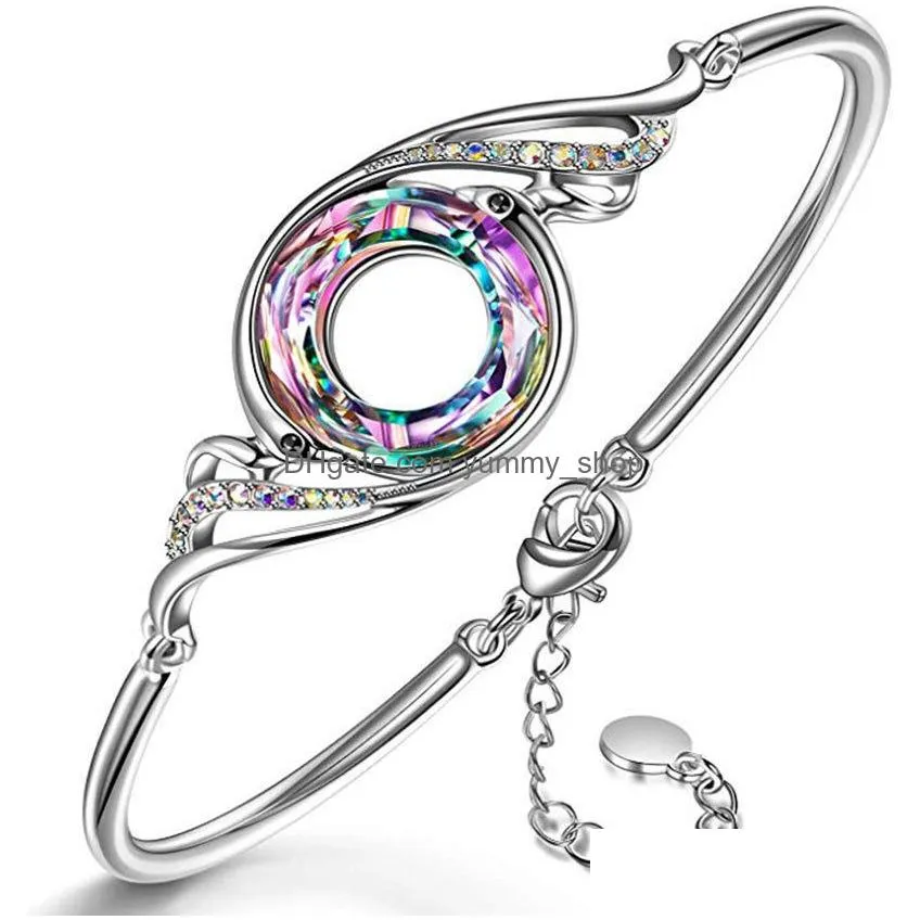 nirvana phoenix earrings rainbow crystal peacock zircon drop earring bracelet necklace jewelry