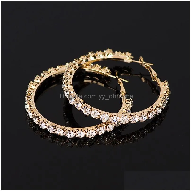  design crystal rhinestone hoop earrings gold sliver big hoop circle earring fashion jewelry for women party accessories