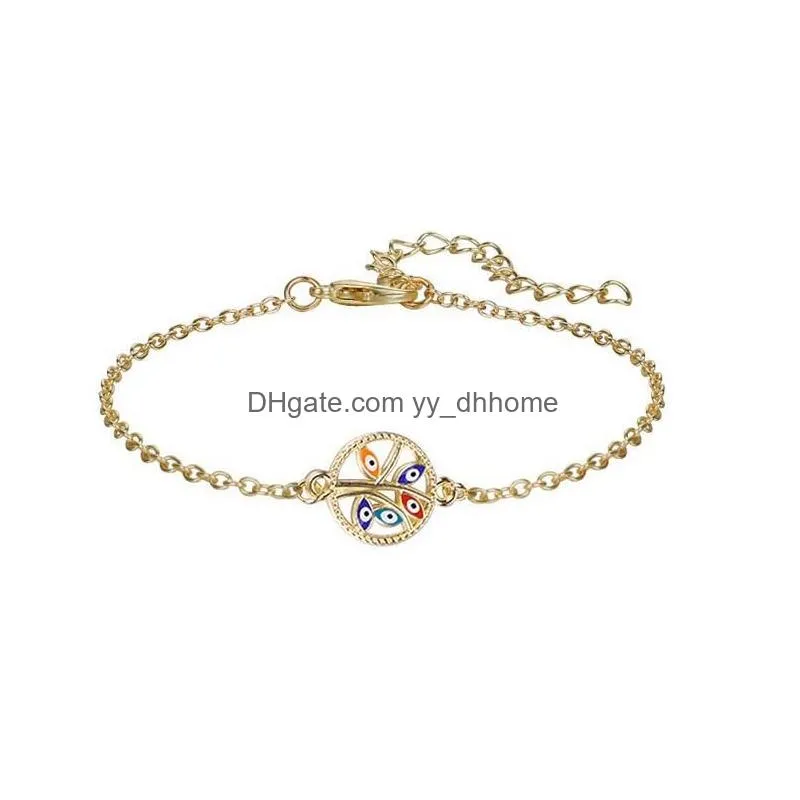 evil blue eye charm bracelets link chain love shape life tree charm bracelet friendship jewelry