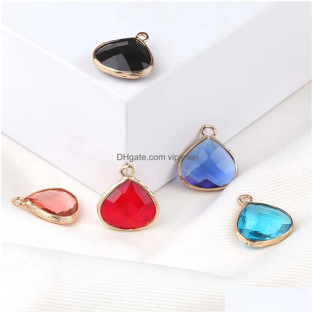  arrival colorful crystal charm pendant water drop glass crystal birthstone charms for jewelry making diy accessories