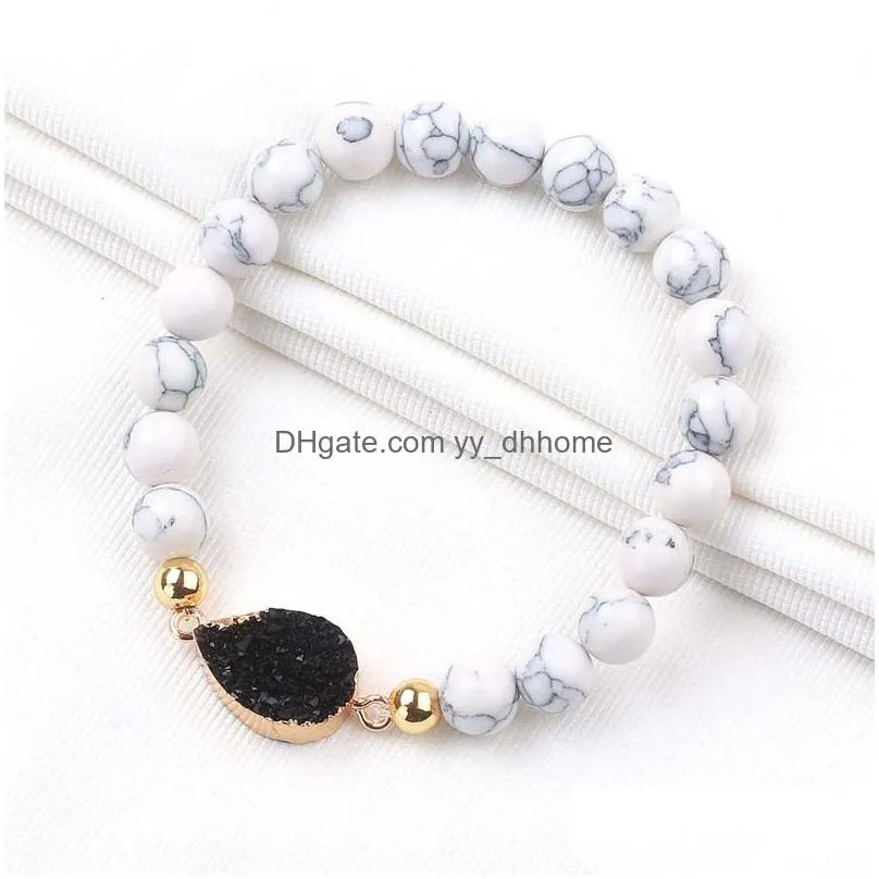 8mm natural stone beads bracelets for women resin stone druzy colorful charm white turquoise bead bracelet wholesale jewelry