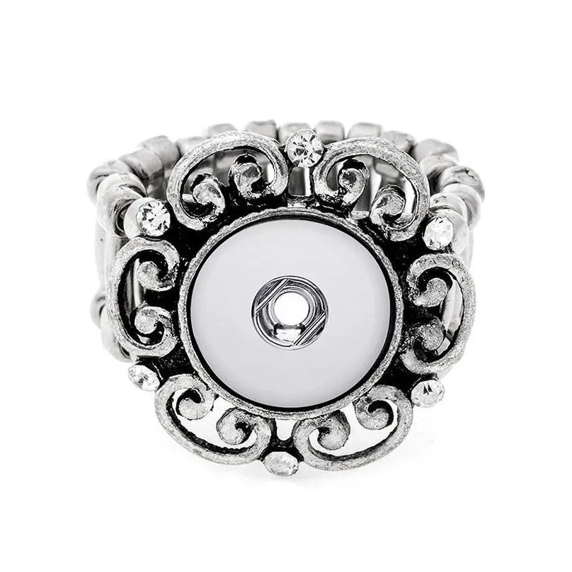 12mm fashion chunk snap button rings noosa metal crystal interchangeabale ginger snaps adjustable elastic rings for women men diy