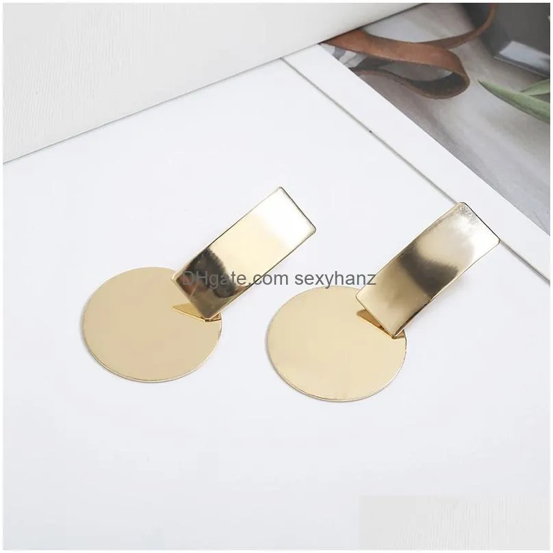  arrival geometric square round coin earrings unique gold indian long drop earring for women wholesale jewelry