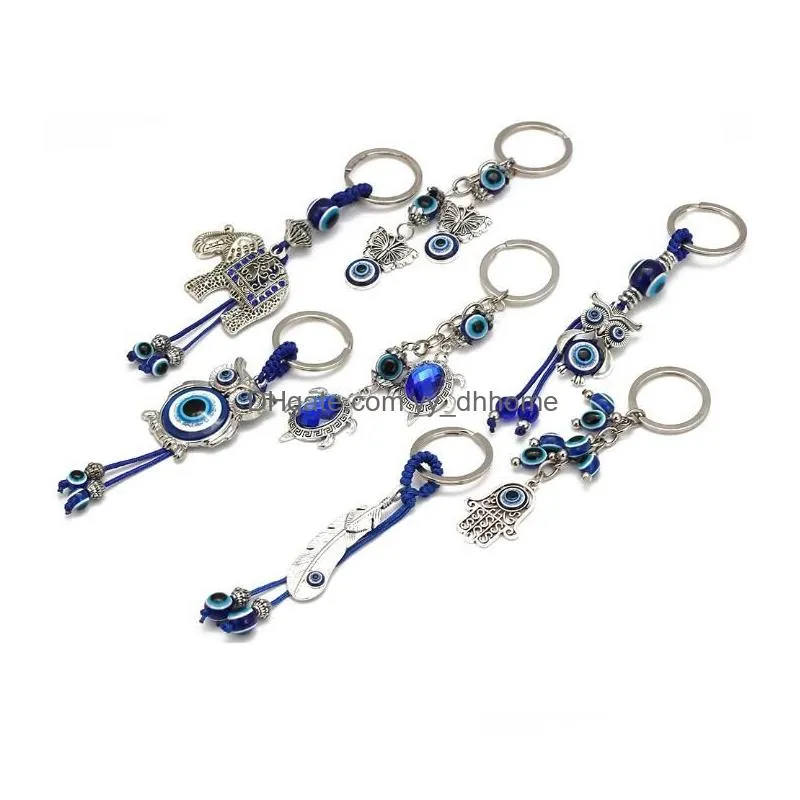 animal turtle owl palm evil eyes key rings keychain glass keyring glass blue eye pendant ornament keychains party gift