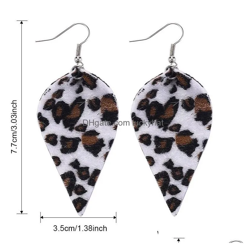 leaf leather earrings leopard water drop earring waterdrop dangle earrings for elegant girls women europe africa boho cute female