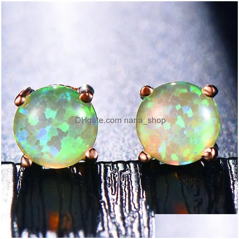 tiny blue opal stud earrings for women bridal green pink tiny earrings wedding party jewelry