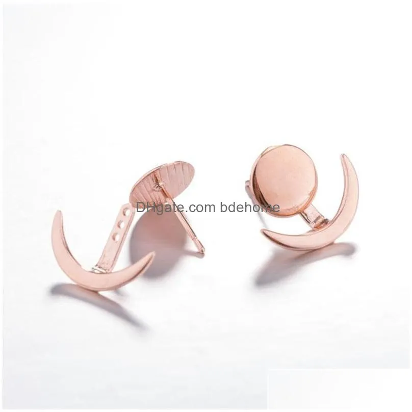 fashion crescent moon phase earrings cute ear jackets geometric round stud earring for women sun moon set earing gifts